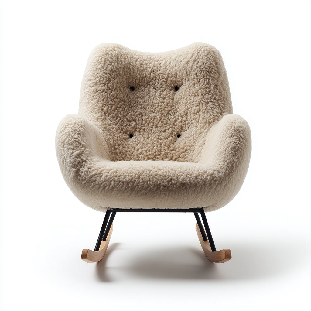 Sedia a dondolo in tessuto 83x86x92 cm - Beige - Stile moderno per soggiorno