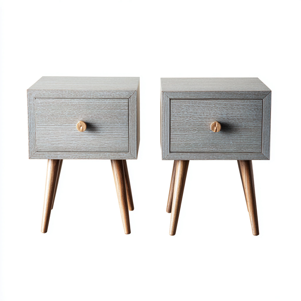 Comodino per camera da letto in legno con 1 cassetto 40x35x55 cm - grigio - stile nordico