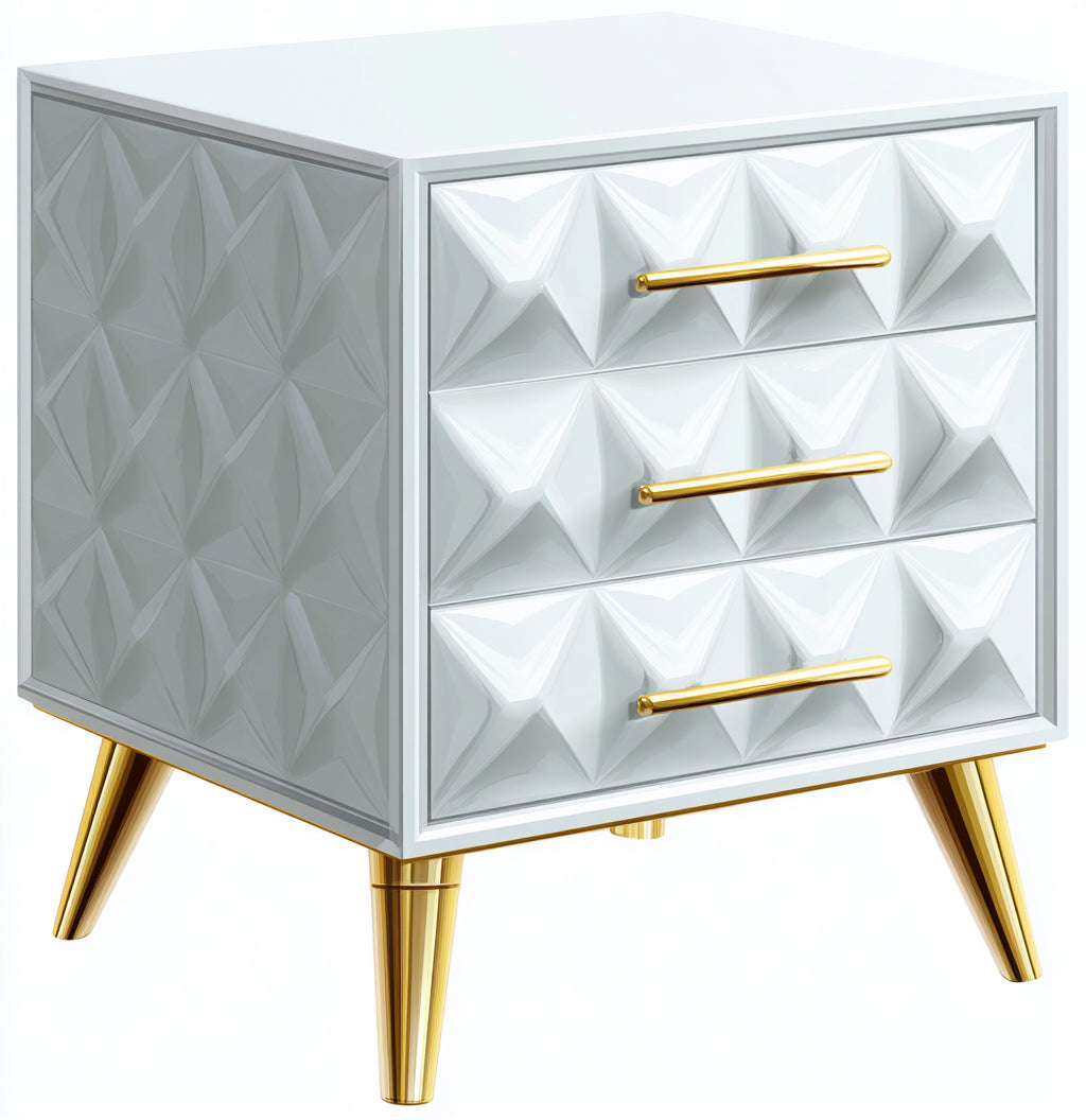 Comodino per camera da letto in legno con 3 cassetti 55x40x60 cm - bianco - stile moderno