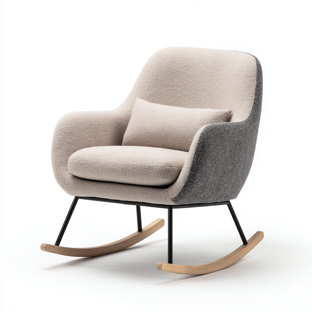Sedia a dondolo in tessuto 78x85x92 cm - Beige - Grigio - Stile moderno per soggiorno