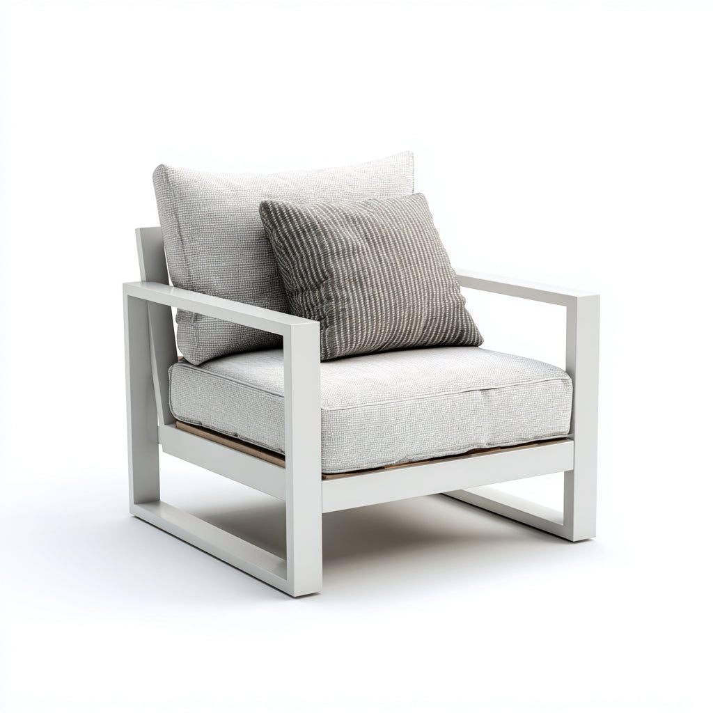 Poltrona da giardino metallo con seduta imbottita 74x76x78 cm - bianco - stile moderno per esterni
