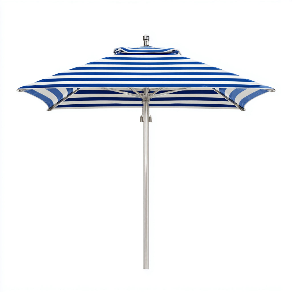 Ombrelloni da giardino con palo centrale in metallo e poliestere 300x300x240 cm - blu - bianco - stile moderno adatto per esterni