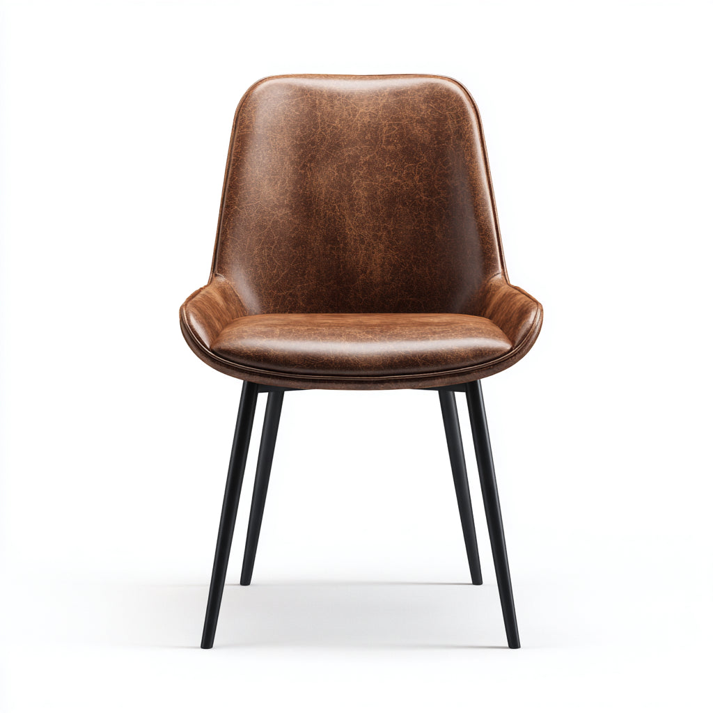 Sedia da pranzo rivestita in pelle sintetica e metallo 56x60x80 cm - marrone - design moderno per sala da pranzo