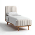 Letto singolo imbottito in tessuto 200x90x90 cm - bianco - design elegante per camera da letto