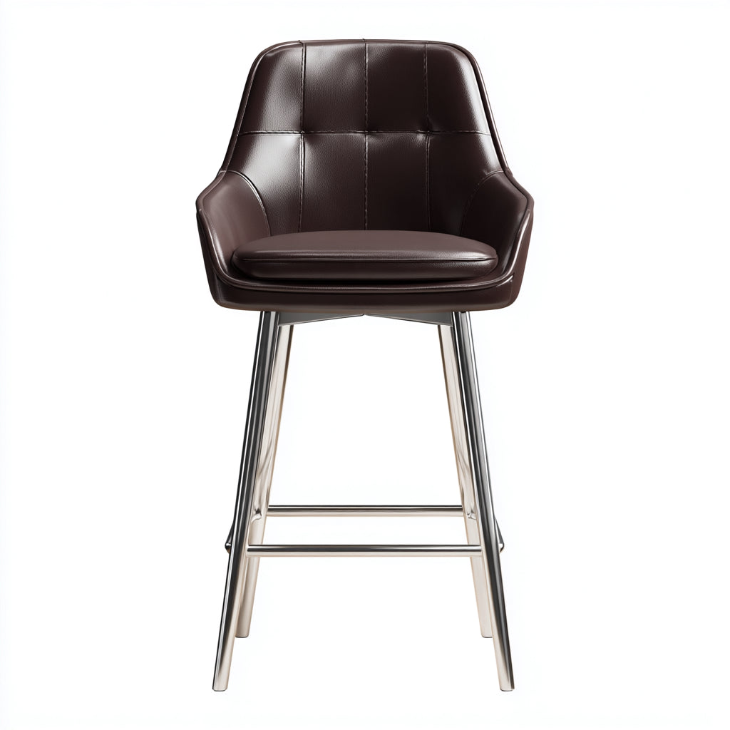 Sgabello da bar in ecopelle e metallo 45x45x95 cm - marrone scuro - design moderno per ristorante