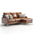 Divano angolare in pelle 260x160x85 cm - Marrone - Stile moderno per soggiorno
