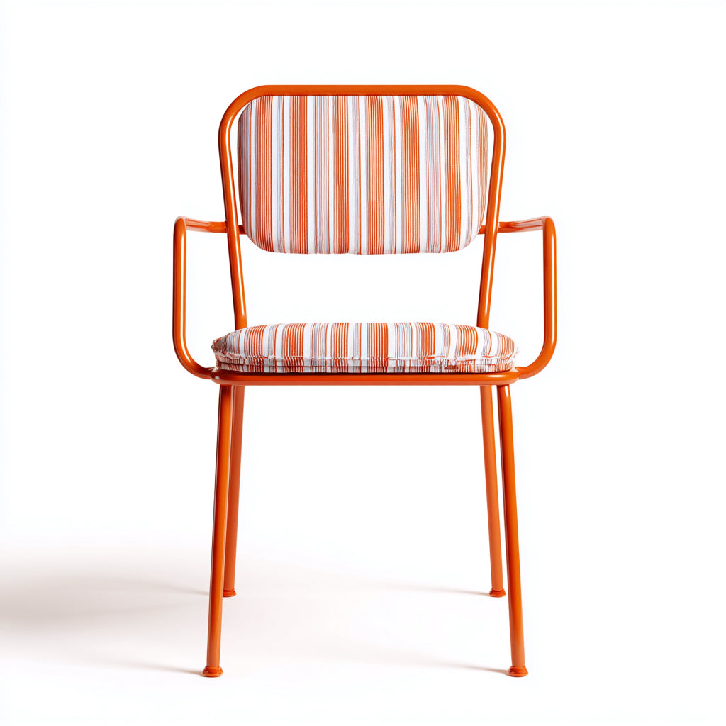 Poltrona da giardino metallo con seduta imbottita 56x58x82 cm - arancione - stile moderno per esterni