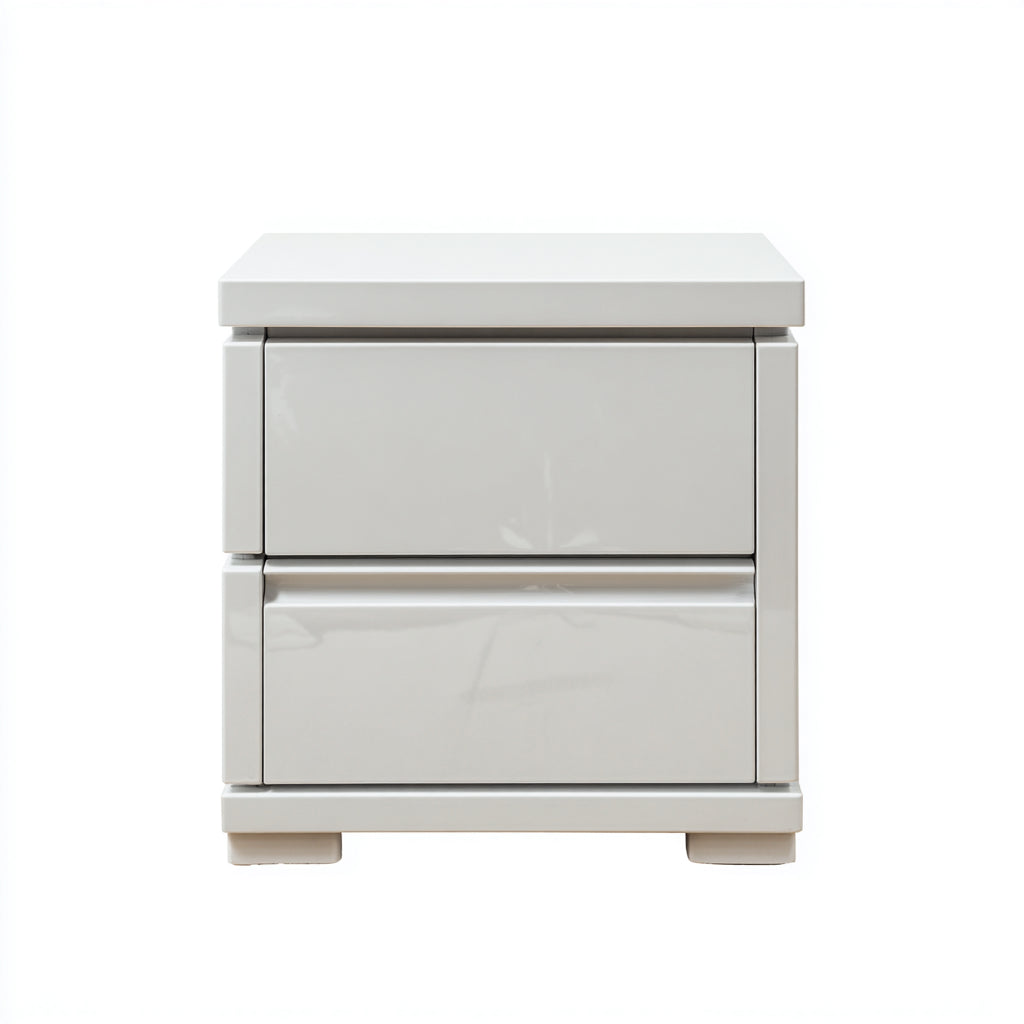 Comodino per camera da letto in legno con 2 cassetti 48x38x52 cm - bianco - stile moderno