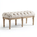 Panca per letto imbottita in tessuto 120x42x48 cm - avorio - stile classico adatta alla camera da letto