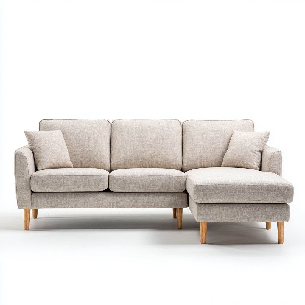 Divano angolare in tessuto 270x165x84 cm - Beige - Stile moderno per soggiorno