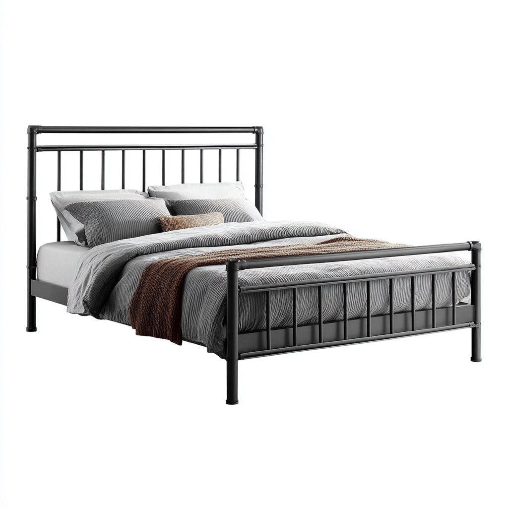 Letto matrimoniale in metallo 200x180x132 cm - nero - stile moderno per camera da letto