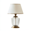 Lampada da tavolo in vetro e metallo 26x26x50 cm - bianco - oro - stile classico per soggiorno e camera da letto
