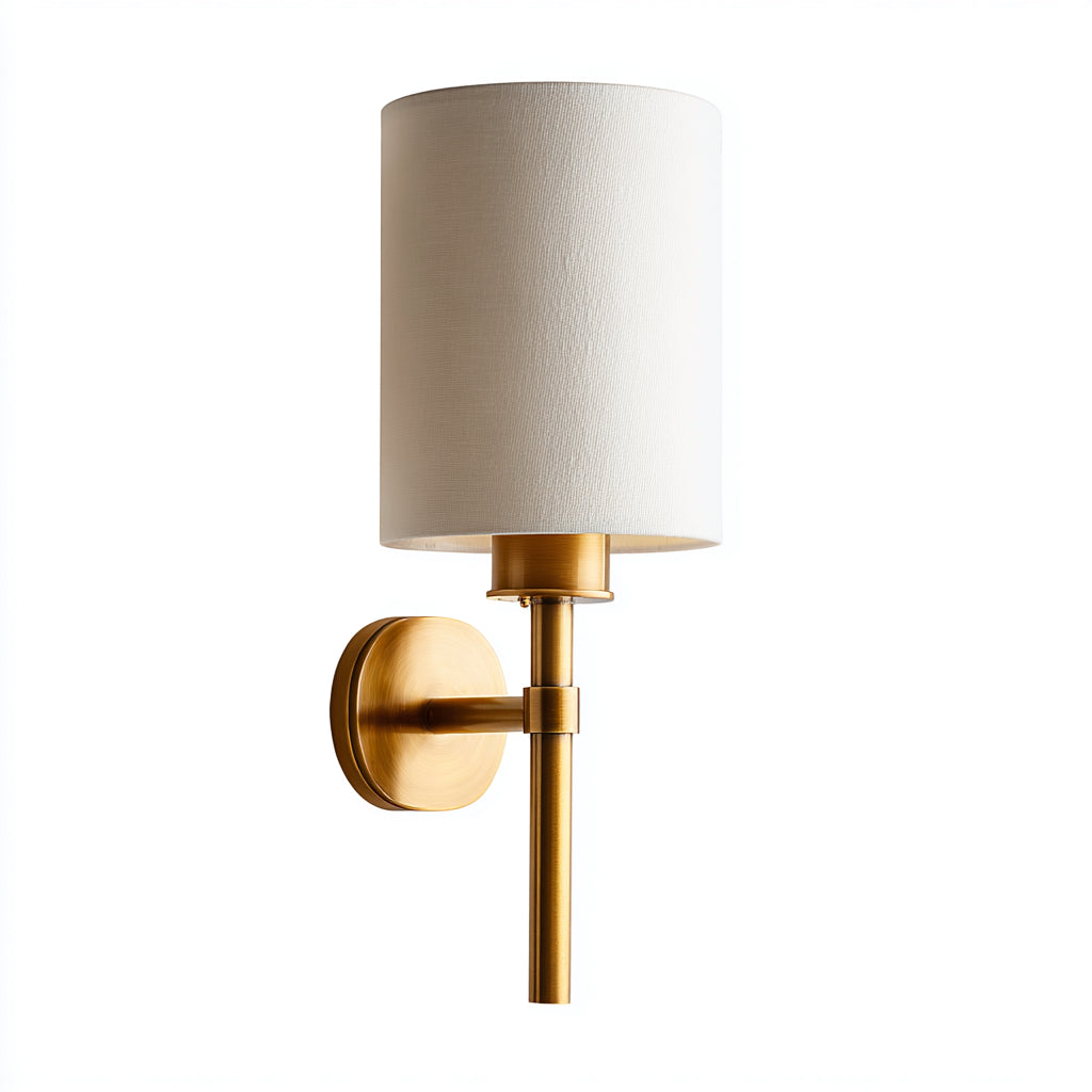 Applique in metallo e tessuto 18x18x42 cm - ottone - design classico moderno per illuminazione da parete interna