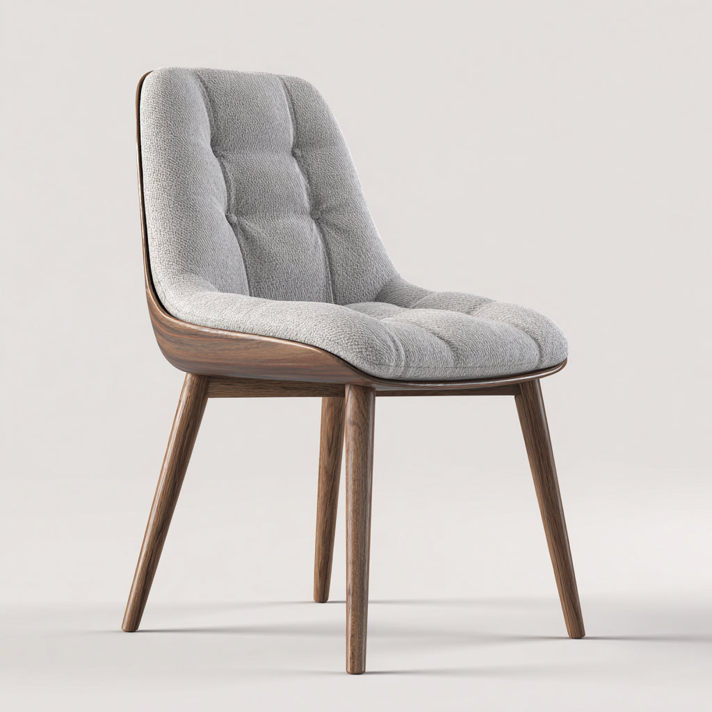 Sedia da pranzo imbottita in tessuto e legno 55x60x82 cm - grigio chiaro - design moderno per sala da pranzo