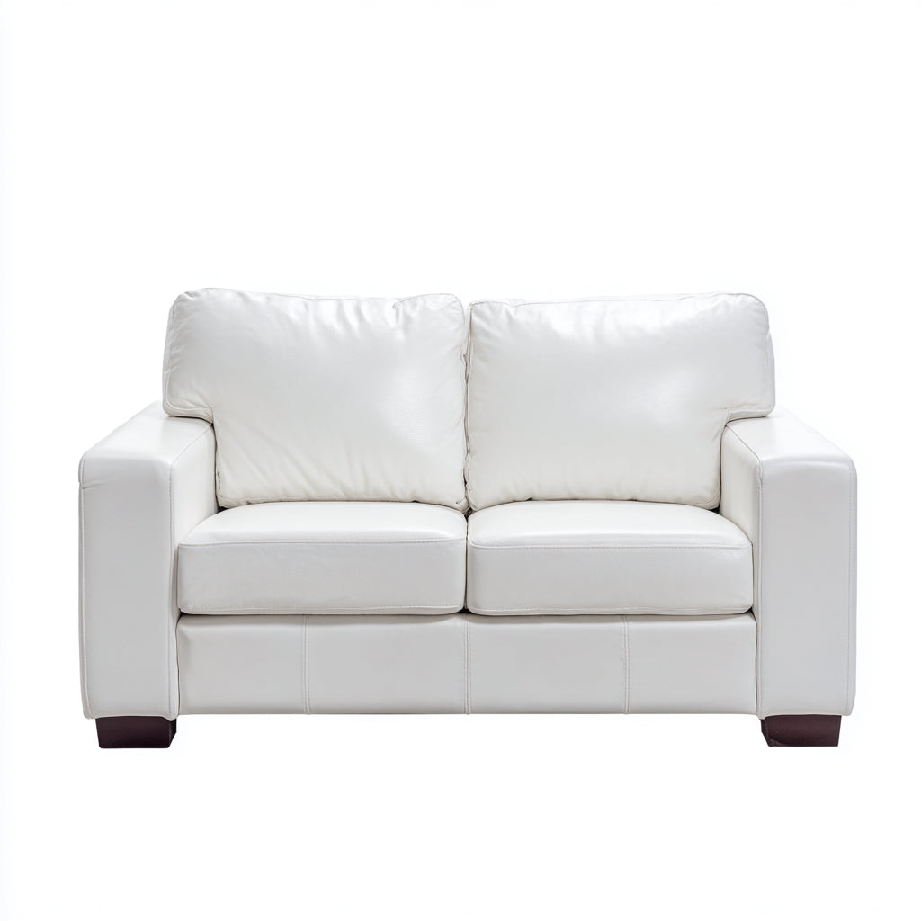 Divano lineare imbottito in pelle 180x92x86 cm - bianco - design moderno per soggiorno