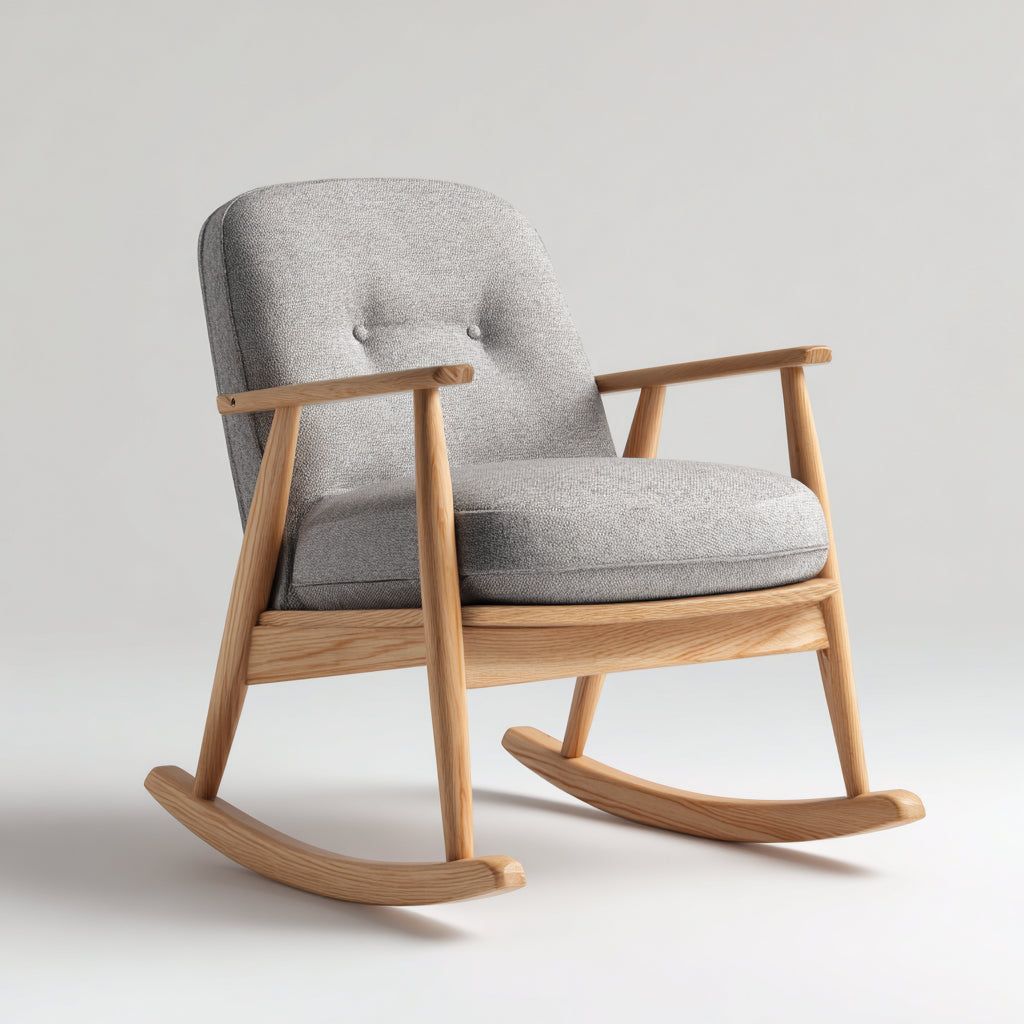 Sedia a dondolo in tessuto 80x85x93 cm - Grigio - Stile moderno per soggiorno