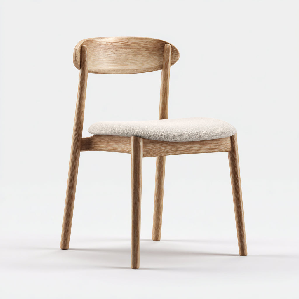 Sedia da pranzo in legno e tessuto imbottito 47x53x79 cm - legno naturale - bianco - design moderno per sala da pranzo