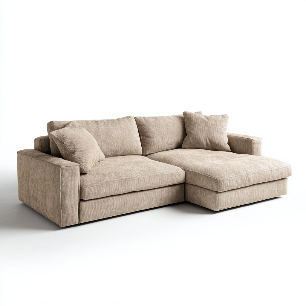 Divano angolare in tessuto 275x165x84 cm - Marrone chiaro - Stile moderno per soggiorno