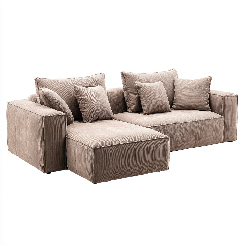 Divano angolare in tessuto 275x160x84 cm - Marrone chiaro - Stile moderno per soggiorno
