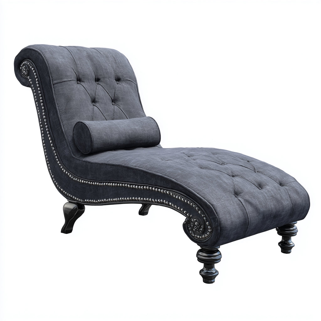 Chaise longue imbottita in tessuto 166x70x80 cm - grigio scuro - stile classico per soggiorno