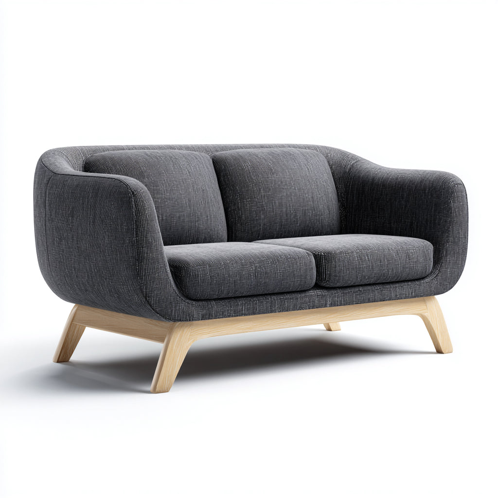 Divano lineare imbottito in tessuto 176x88x82 cm - grigio - design contemporaneo per soggiorno