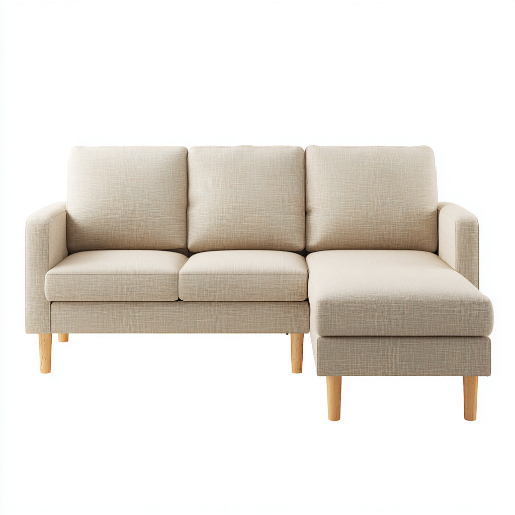 Divano angolare in tessuto 275x165x83 cm - Beige - Stile moderno per soggiorno