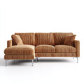 Divano angolare in tessuto a coste 280x160x85 cm - Marrone - Stile moderno per soggiorno