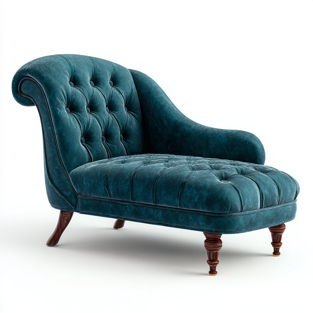 Chaise longue imbottita in tessuto 165x72x82 cm - blu - stile classico per soggiorno