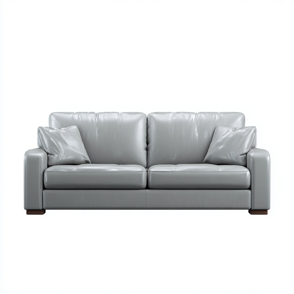 Divano lineare imbottito in pelle 192x92x86 cm - grigio - design contemporaneo per soggiorno