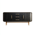 Credenza in legno e metallo 180x45x80 cm - nero - oro - design moderno per sala da pranzo