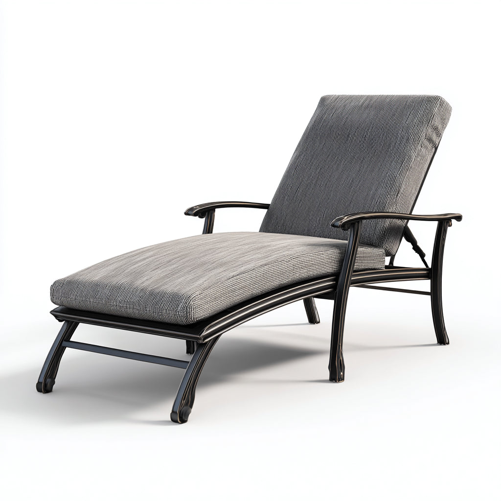 Lettino da sole adatto per esterno in metallo e tessuto 195x65x85 cm - grigio - design moderno con schienale regolabile