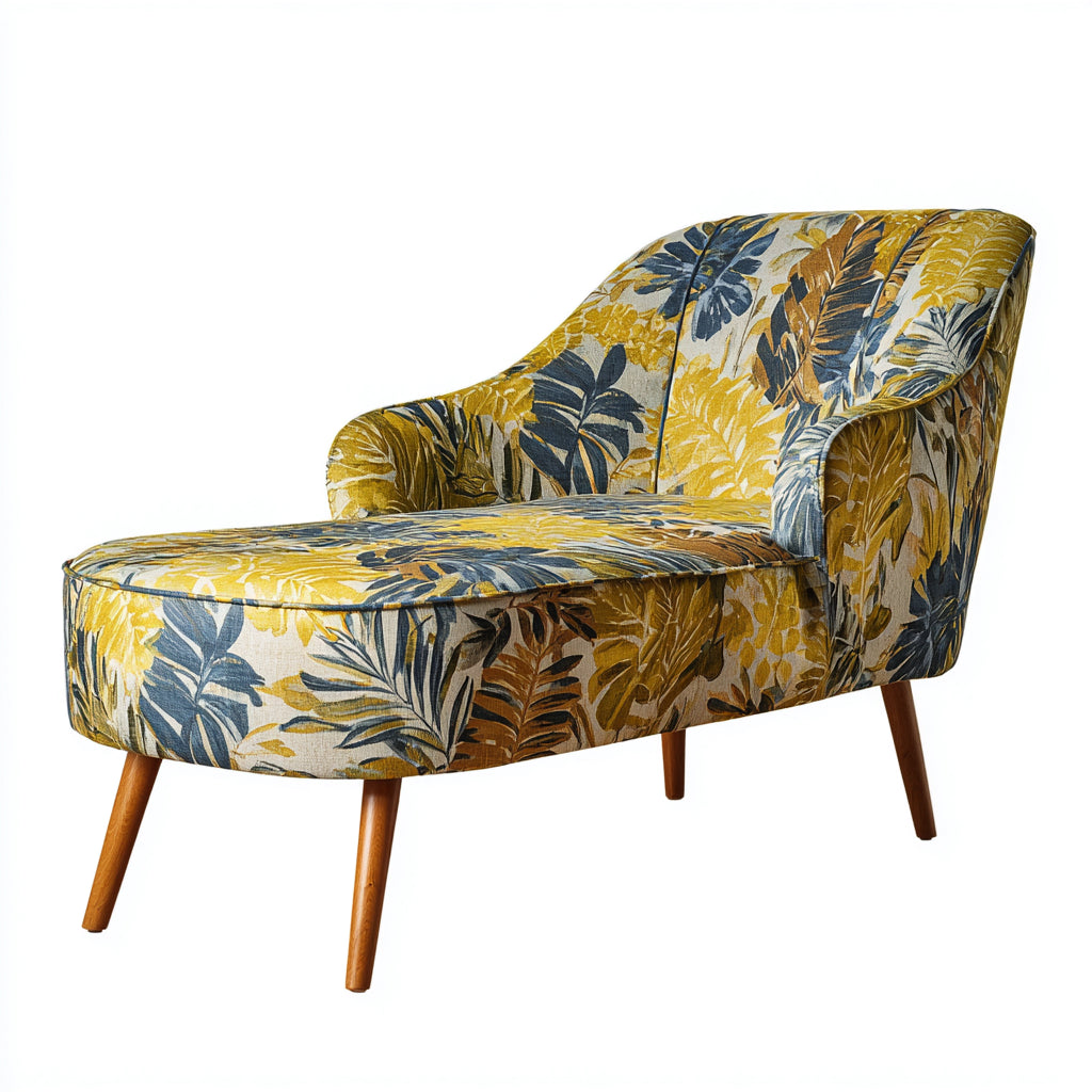 Chaise longue imbottita in tessuto 166x72x83 cm - giallo-blu - design moderno per soggiorno