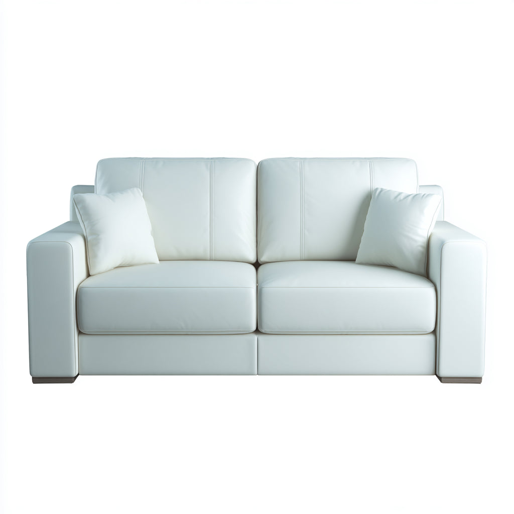 Divano lineare imbottito in pelle 176x88x84 cm - bianco - design moderno per soggiorno