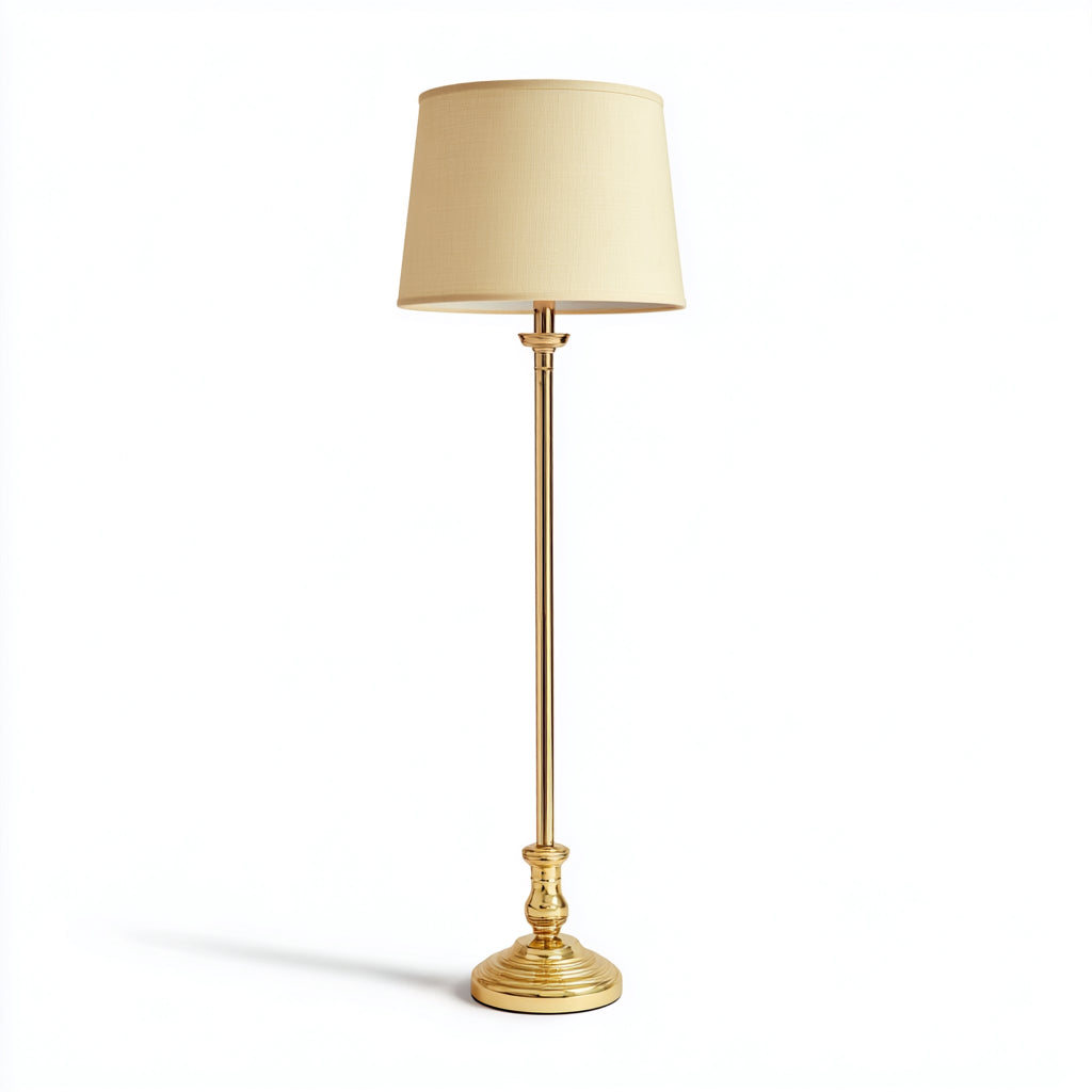 Lampada da terra in metallo e tessuto 40x40x150 cm - oro - crema - illuminazione per soggiorno - design classico