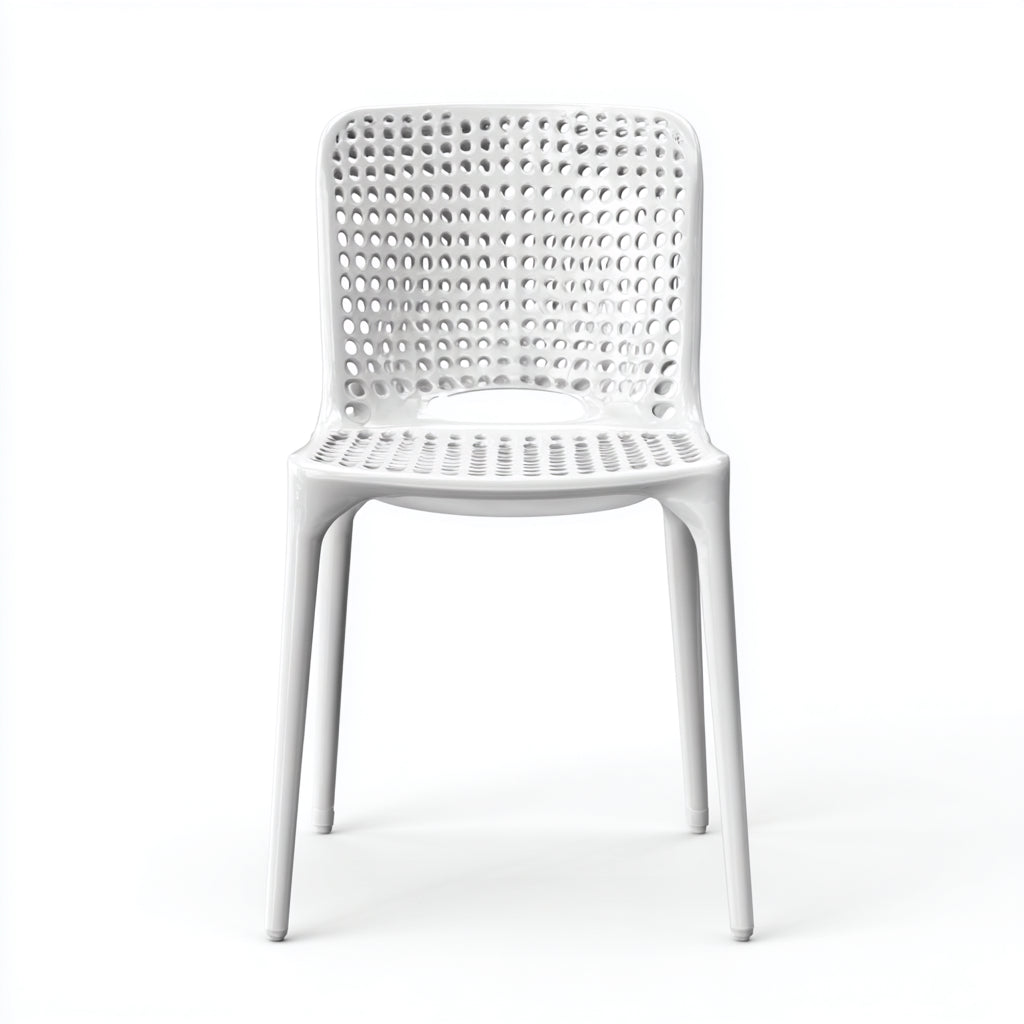 Sedia da pranzo da esterno plastica traforata 51x54x82 cm - bianco - stile moderno per esterni
