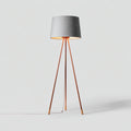 Lampada da terra in metallo e tessuto 45x45x155 cm - rame - grigio - illuminazione per soggiorno - design moderno