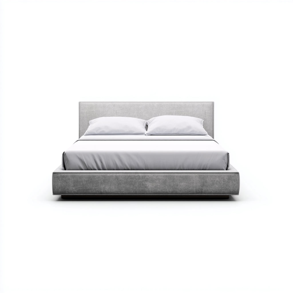 Letto matrimoniale imbottito in tessuto 200x180x96 cm - grigio - stile moderno per camera da letto