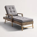 Lettino da sole in rattan con struttura intrecciata e schienale regolabile 200x65x85 cm - grigio - stile moderno per esterni