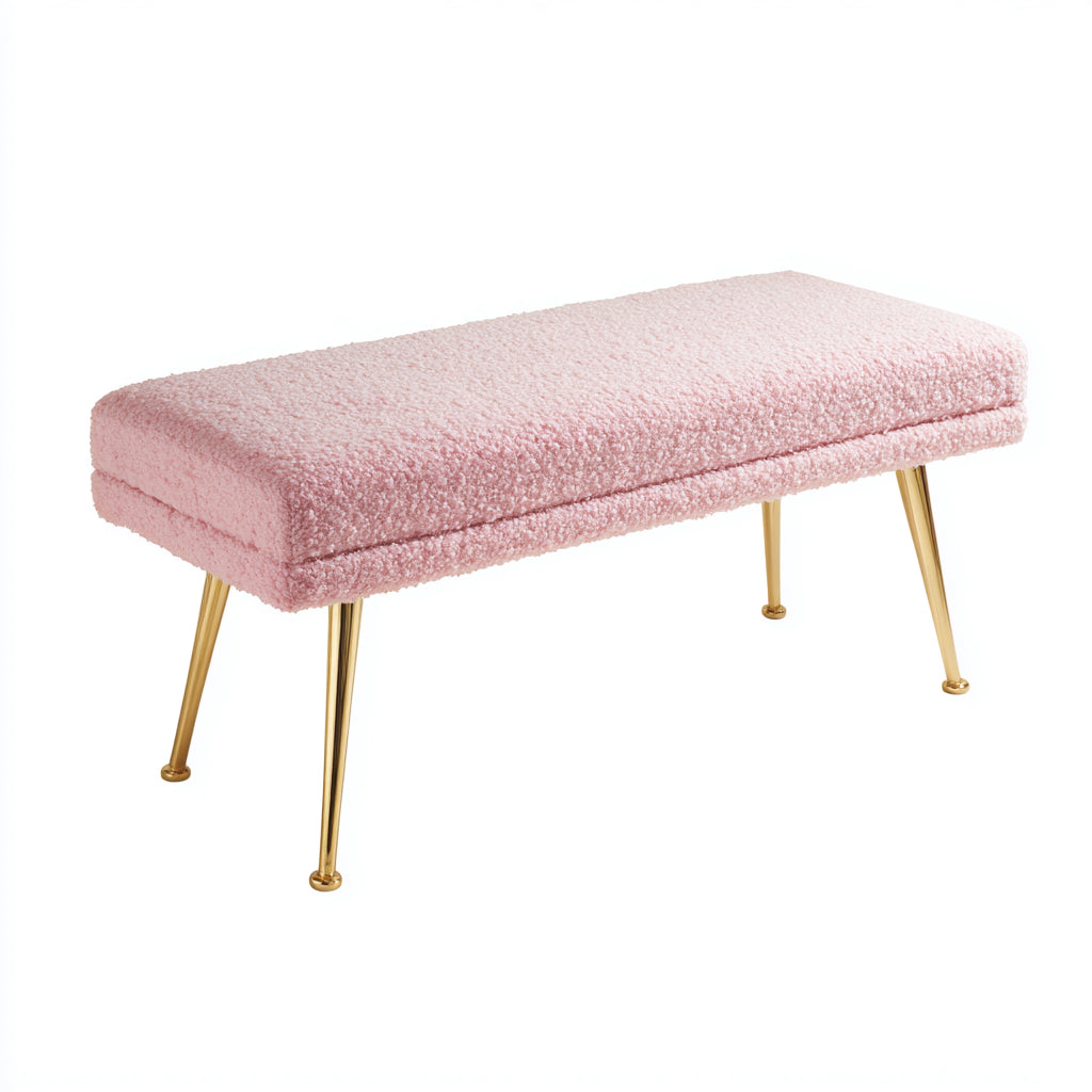 Panca per letto imbottita in tessuto bouclé 120x40x45 cm - rosa chiaro - stile moderno adatta alla camera da letto