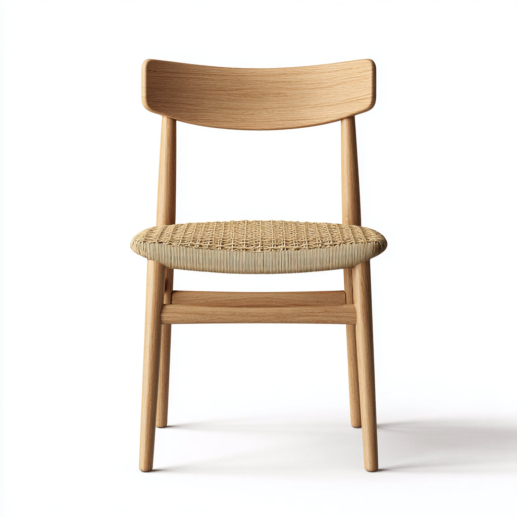 Sedia da pranzo in legno e seduta intrecciata 45x50x80 cm - legno naturale - design nordico per sala da pranzo