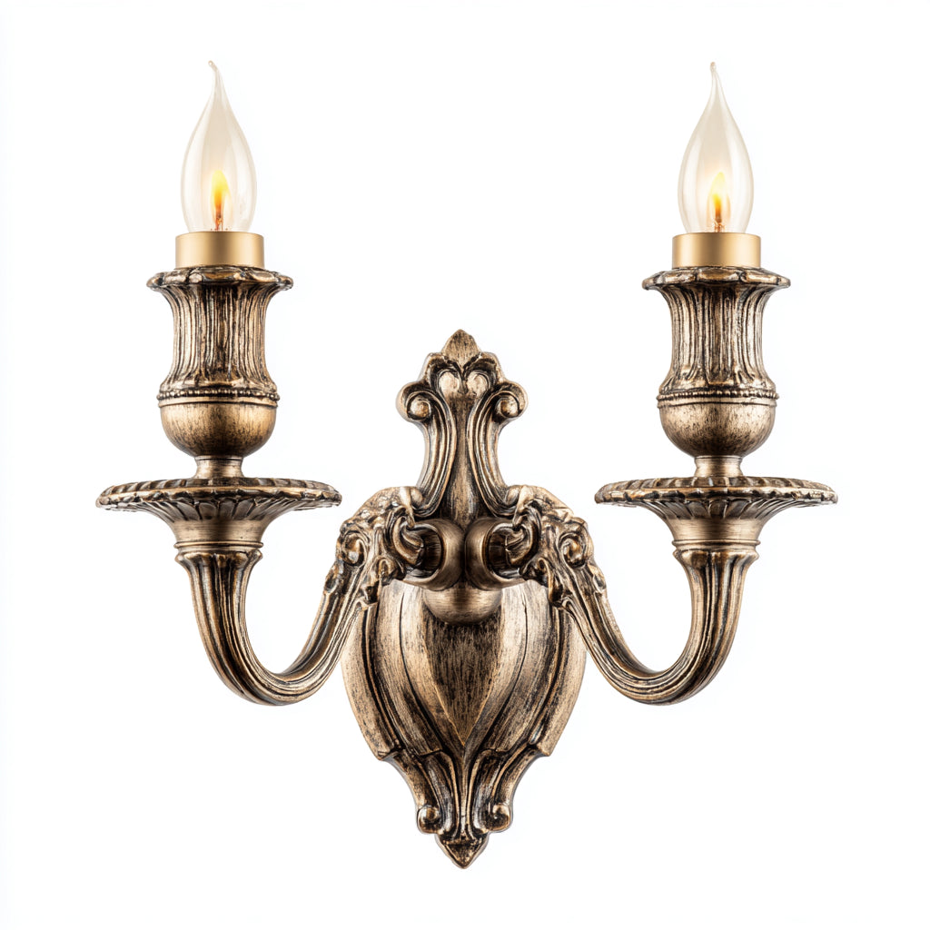 Applique in metallo 32x18x28 cm - ottone antico - illuminazione da parete per interni - design classico