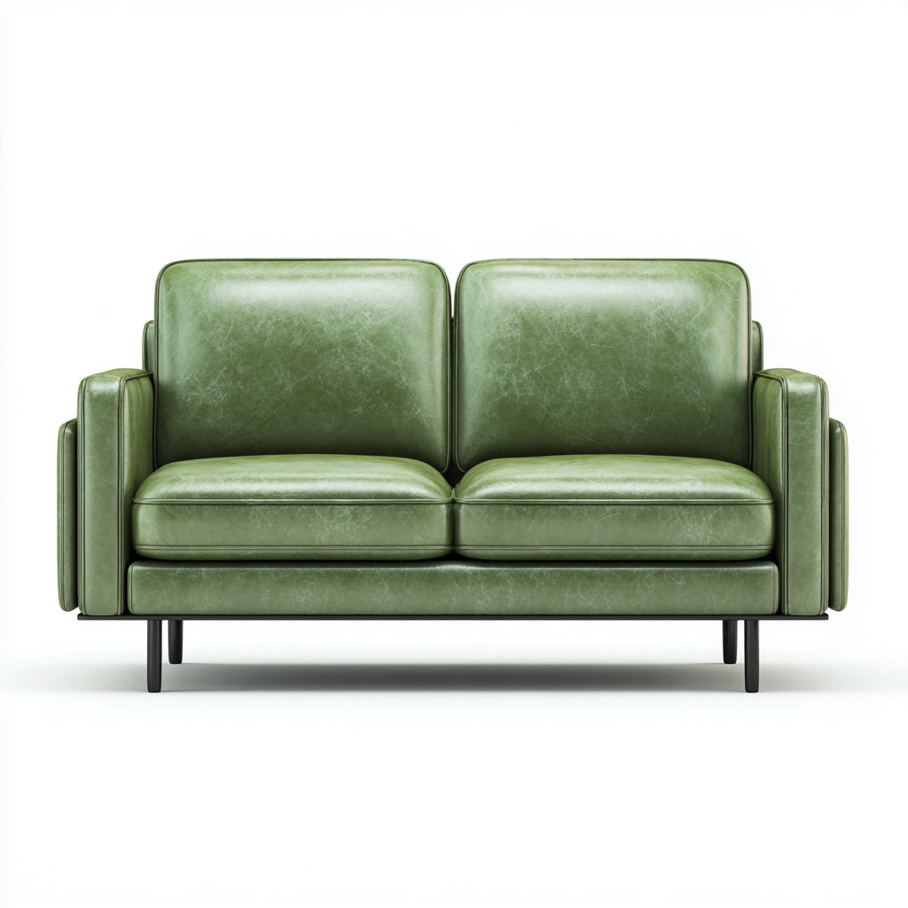 Divano lineare imbottito in pelle 178x88x85 cm - verde - design moderno per soggiorno