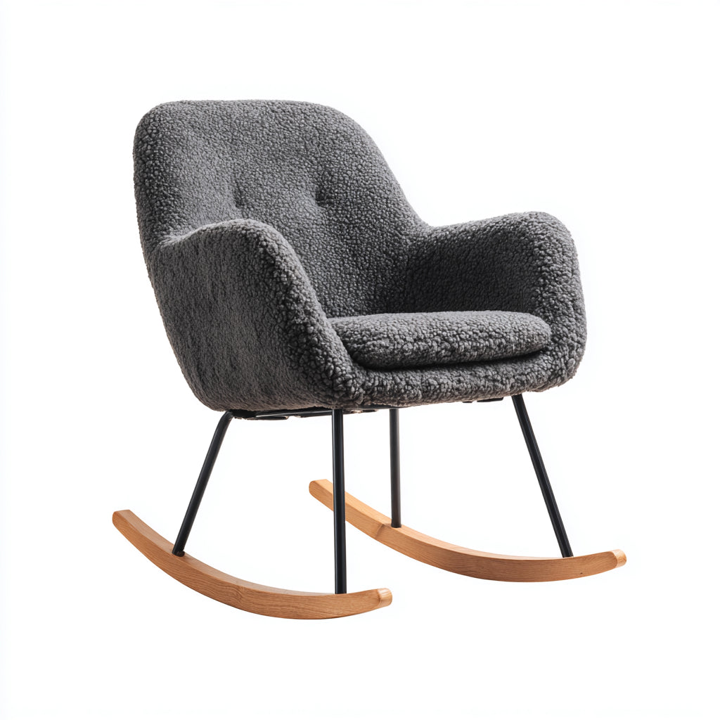 Sedia a dondolo in tessuto 82x85x90 cm - Grigio scuro - Stile moderno per soggiorno