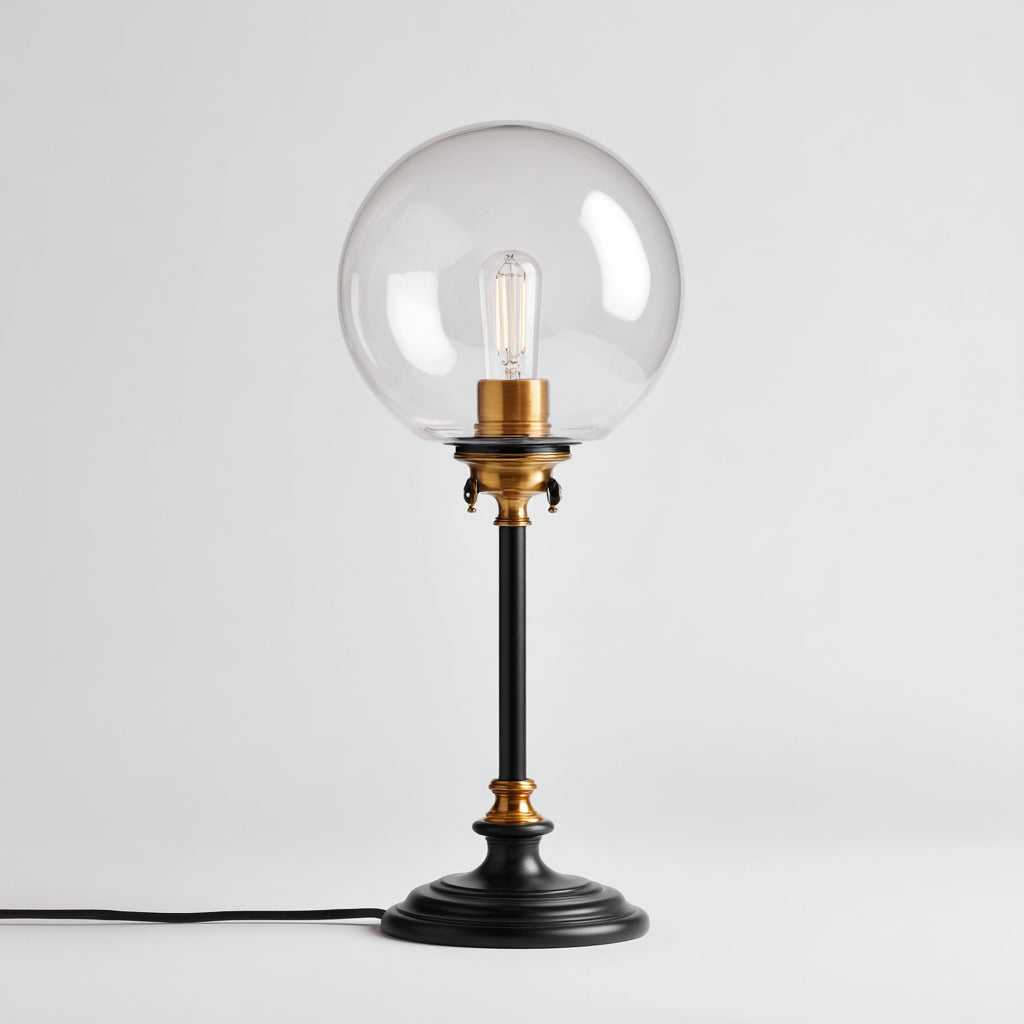Lampada da tavolo in vetro e metallo 24x24x48 cm - nero - oro - design classico moderno per soggiorno e studio