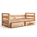 Divano letto in legno massello con cassetti 200x90x85 cm - marrone chiaro - design naturale per camera da letto