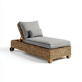 Lettino da sole rattan con struttura intrecciata e seduta imbottita 200x70x75 cm - grigio - stile moderno per esterni