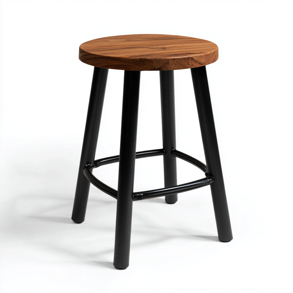 Sgabello da bar in legno e metallo 40x40x75 cm - legno naturale - nero - design moderno per ristorante