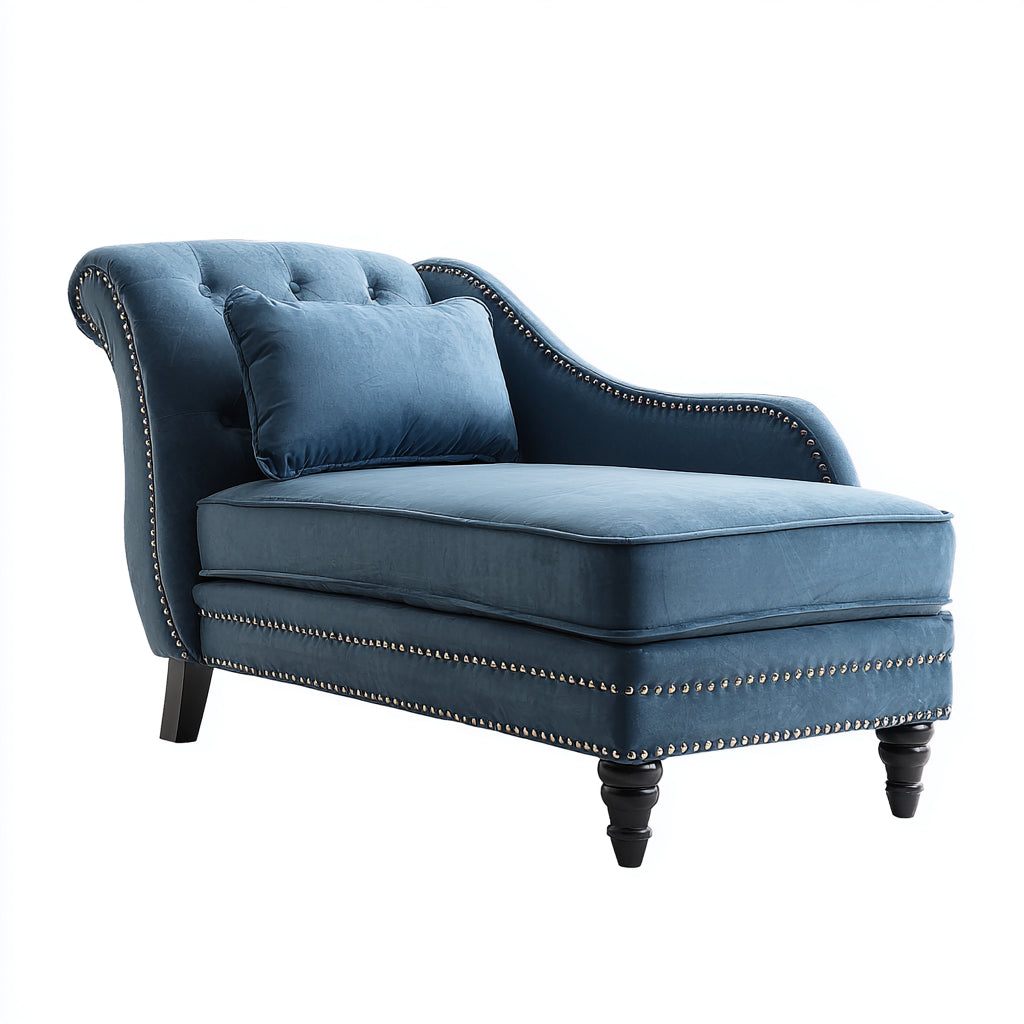 Chaise longue imbottita in velluto 172x75x82 cm - blu - design classico per soggiorno