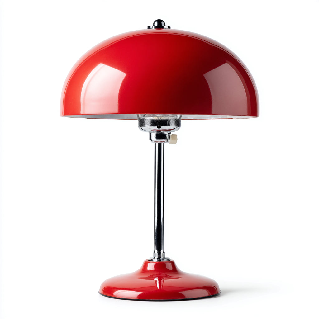 Lampada da tavolo in metallo 25x25x45 cm - rosso - cromo - design moderno per ufficio e soggiorno