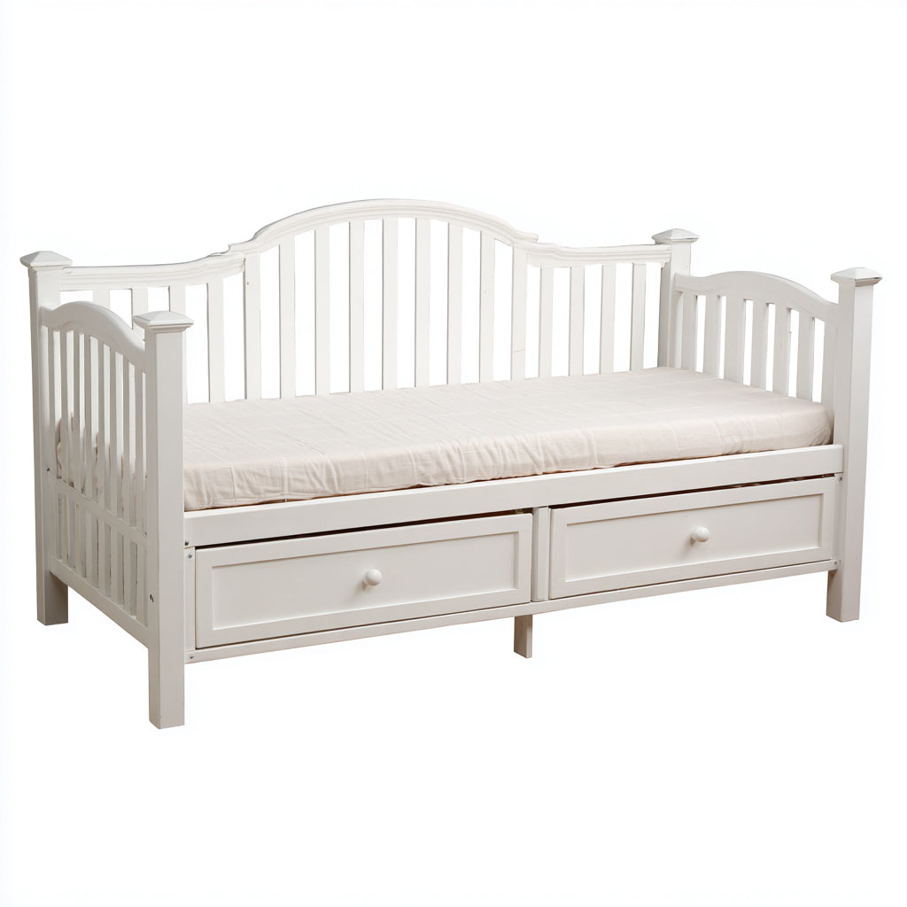 Divano letto in legno con cassetti 200x90x90 cm - bianco - design classico per camera da letto